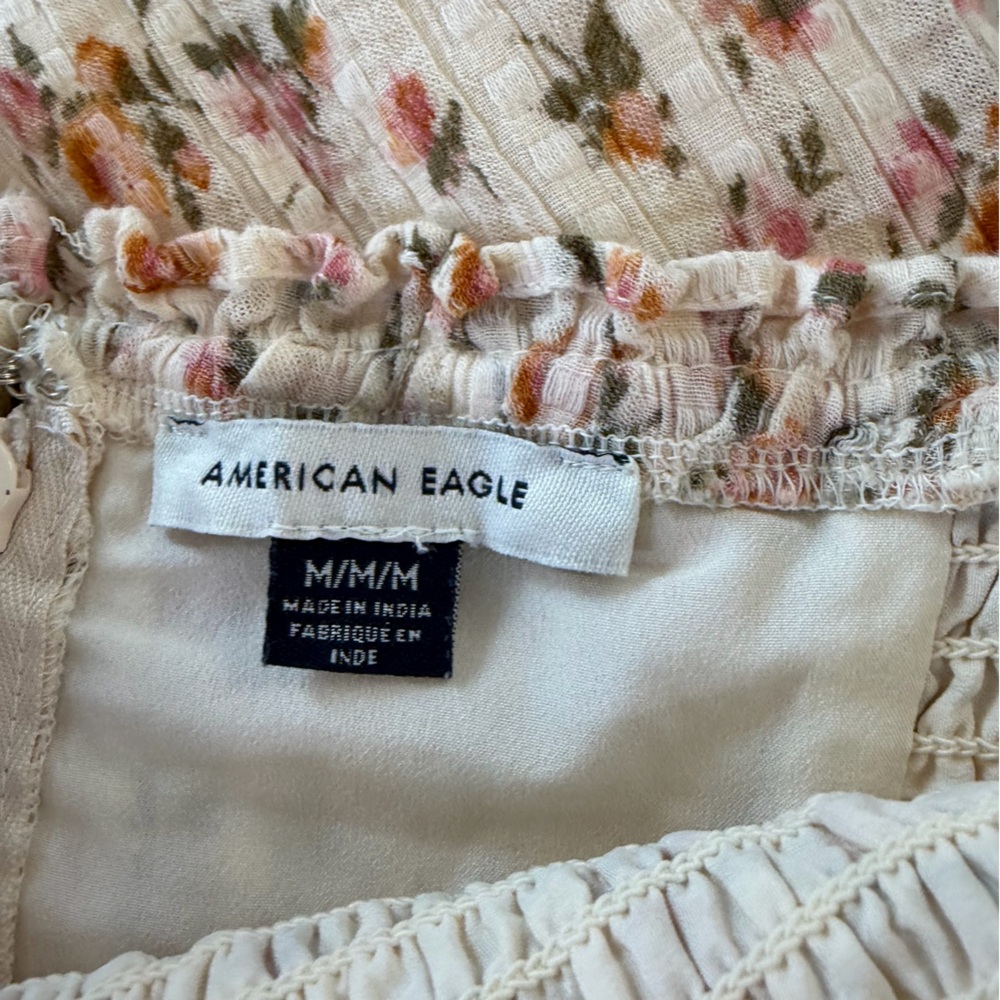 American Eagle Dress Womens Medium Bella Bow Midi Floral Boho Cottagecore - Picture 10 of 12